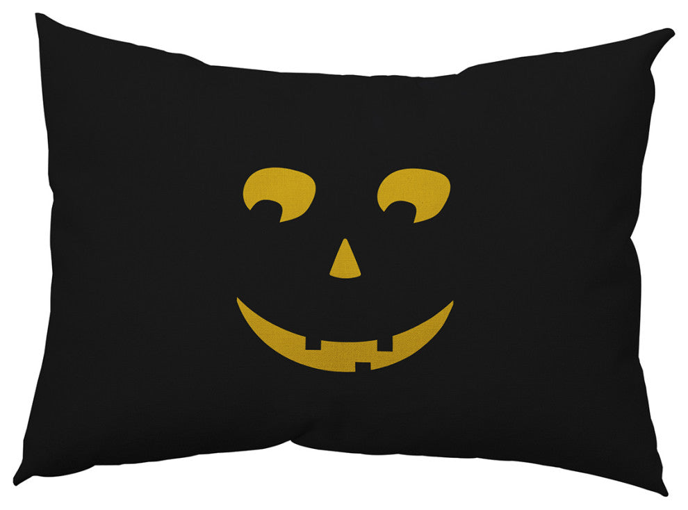 Halloween Jack-O-Lantern Right Accent Pillow, Black, 14"x20"