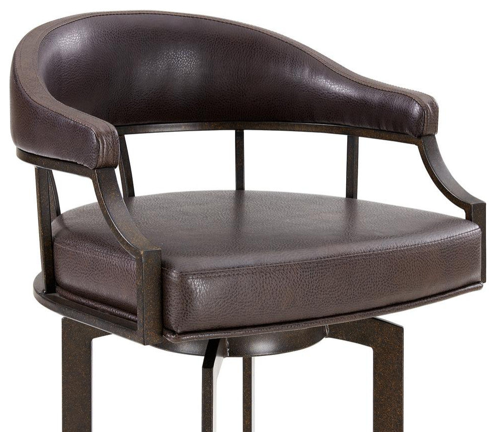 Pharaoh Swivel 30 Auburn Bay and Brown Faux Leather Bar Stool