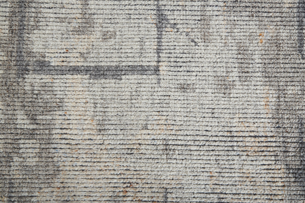 Weave & Wander Rheed Wool Rug, Light Gray/Brown, 5ft-6in x 8ft-6in Rug