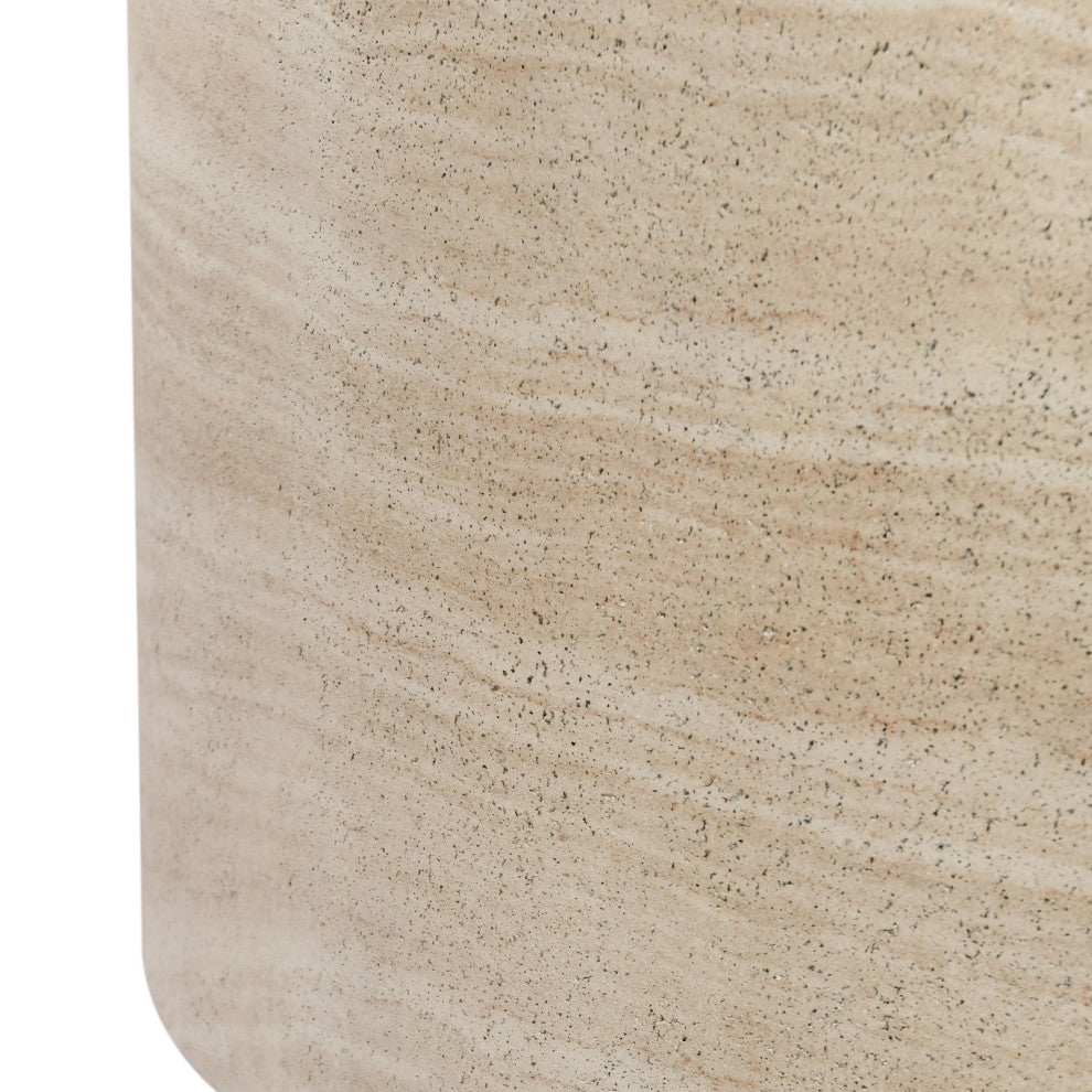 Mckenna Round Stone Outdoor Coffee Table, Beige