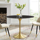 Dining Table, Oval, Artificial Marble, Metal, Gold Black, Cafe Bistro Restaurant