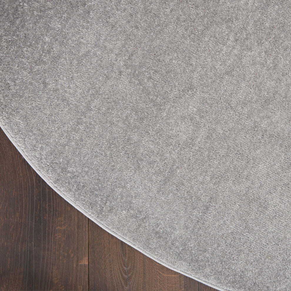 Nourison Essentials 6' x Round Silver Grey Outdoor Area Rug