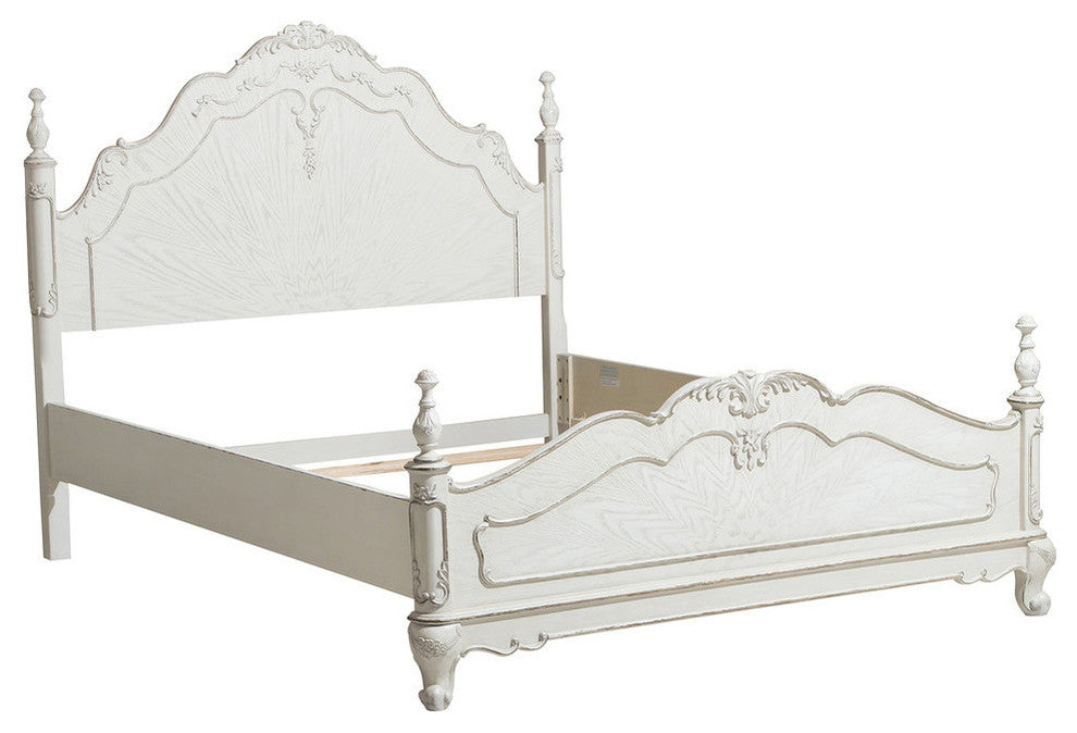 Averny Bed, 2-Tone Finish, Antique White, Gray, Queen