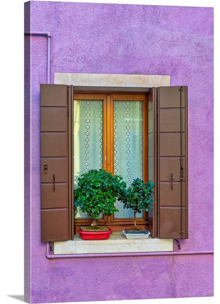 "Violet window in Venice" Wrapped Canvas Art Print, 32"x48"x1.5"