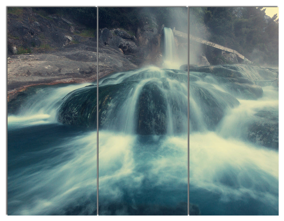 Hot Spring thermopiles Greece, Seascape Triptych Canvas Print, 36x28, 3 Panels