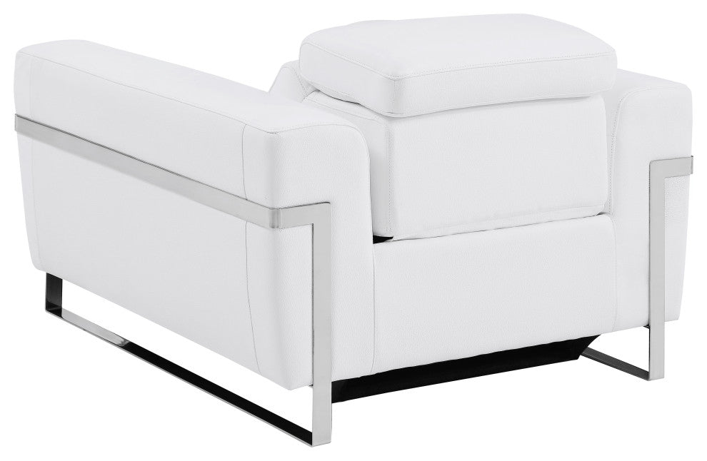 Prato Genuine Italian Leather Modern Chair, White