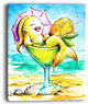 "Gold Fish Enjoying Holidays on Beach" Cartoon Animal Print