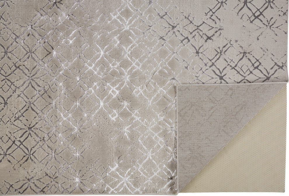 Weave & Wander Orin Modern Metallic Trellis Rug, Silver/Gray, 10'x13'2"