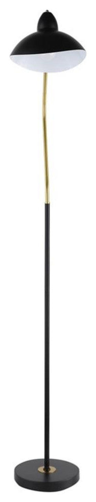 Coaster Lucien Mid-Century Metal Floor Lamp with V-Curved Arm in Black and Gold