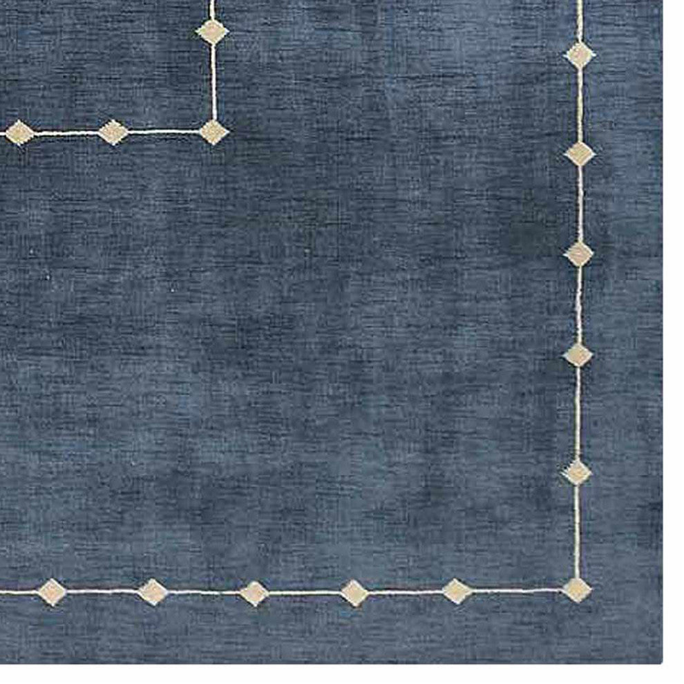 HAND KNOTTED LOOM WOOL ECO-FRIENDLY AREA RUGS - Rectangle, Blue, Geometric
