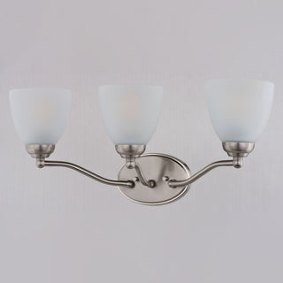Bellwood 13.5" 2-Light Traditional Nickel Bathroom Vanity Fixture, Glass Shade, Satin Nickel, 3-Light