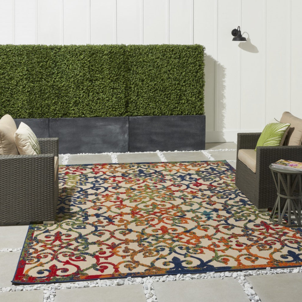 7 x 10 Rainbow Colored Indoor Outdoor Area Rug