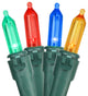 Set of 50 Multi-Color LED Mini Christmas Lights 4" Spacing - Green Wire
