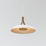 Volo LED Pendant, Blanc, White/Brushed Brass/Tan Leather/White Washed Oak, 2700K
