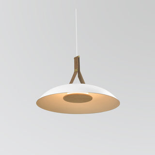 Volo LED Pendant, Blanc, White/Brushed Brass/Tan Leather/White Washed Oak, 2700K