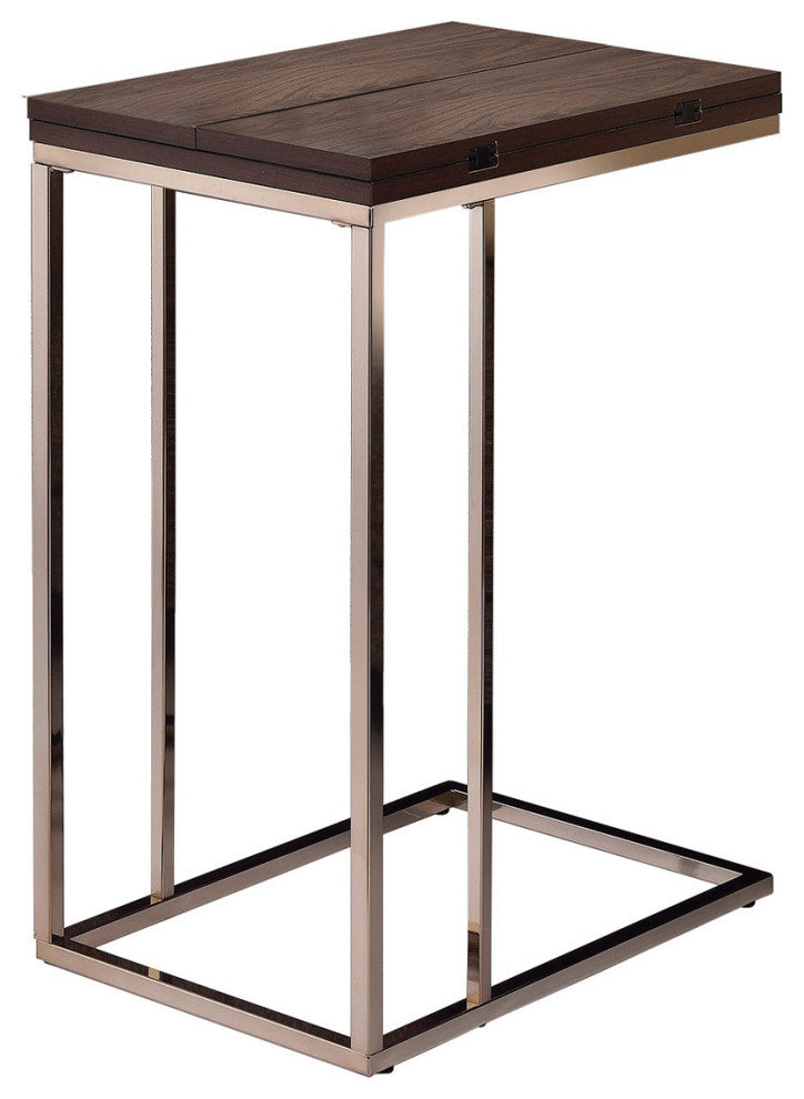 Snack Table With ExpandableTop, Chestnut and Chrome