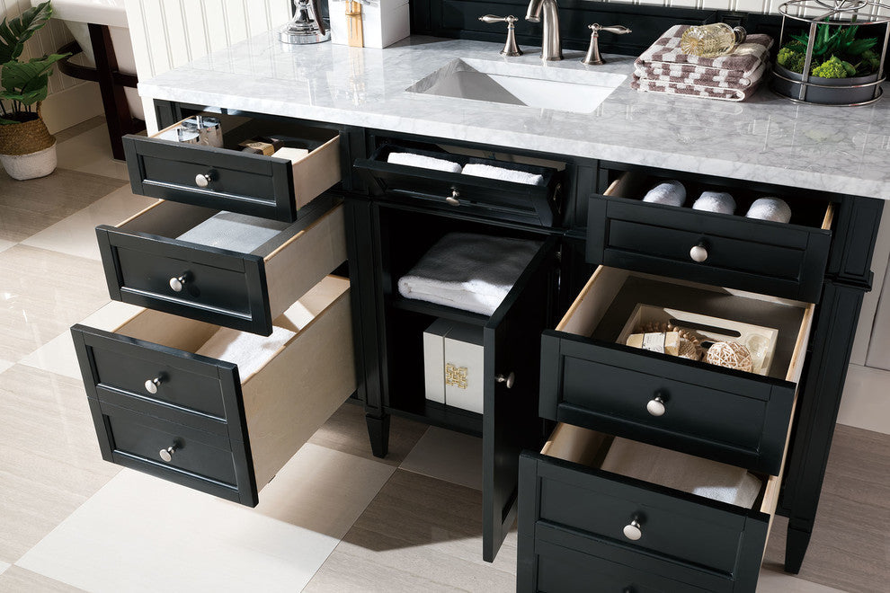 Brittany 60" Single Vanity, Black Onyx, No Top