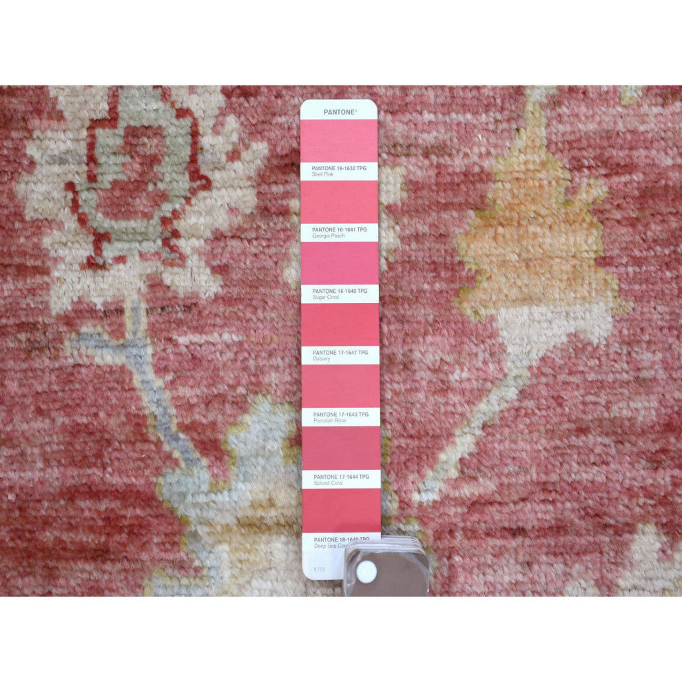 Red Hand Knotted, Afghan Angora Oushak Wool Oriental Rug, 3'9" x 6'0"