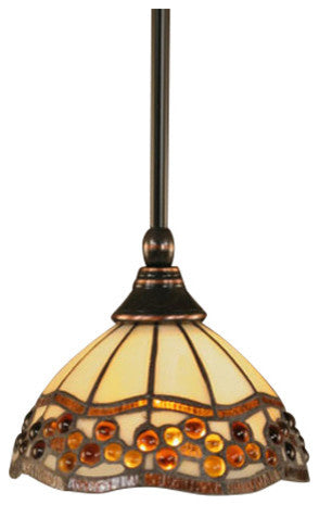 Stem 1-Light Pendant with Hang Straight Swivel, Black Copper/Roman Jewel Art