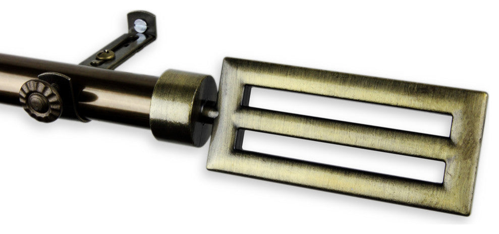 Mabel 13/16" 4-Sided Bay Window Curtain Rod, Antique Brass