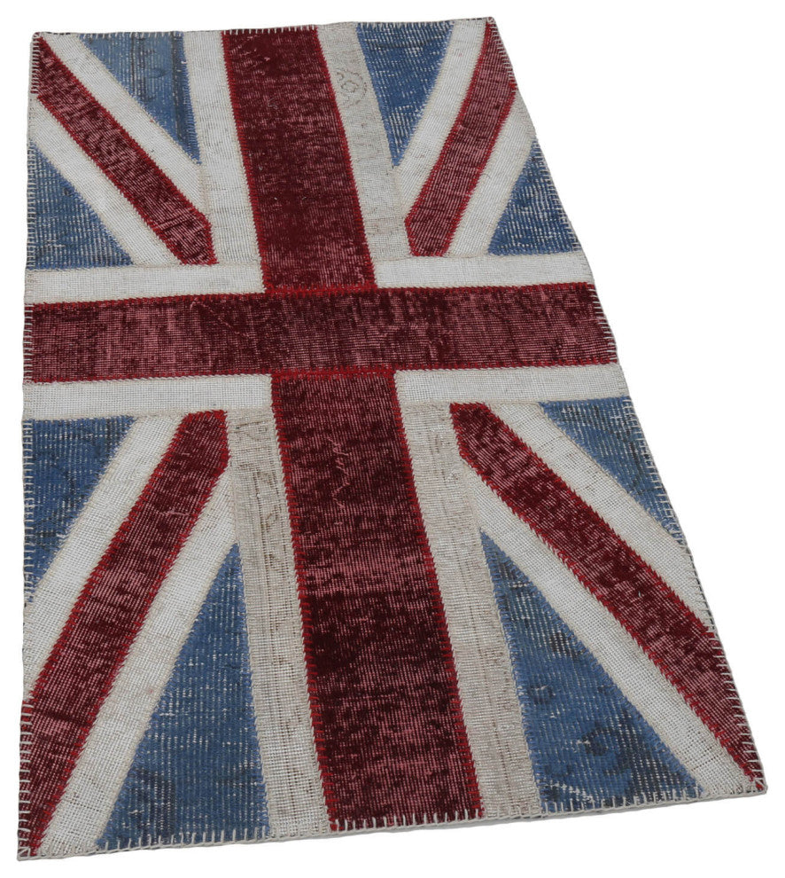 Rug N Carpet - Handmade Oriental 2' 9'' x 5' 0'' Flag Patchwork Rug