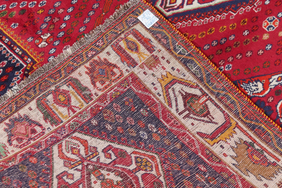 Consigned, Persian Medallion Hand Made Oriental Vintage Area Rug, Red, 6 X 9 Ft.