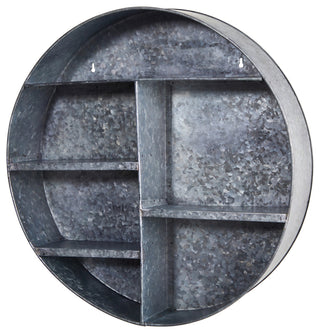 18" Galvanized Circular Metal Wall Mounted Shelf With Four Tier Shelves