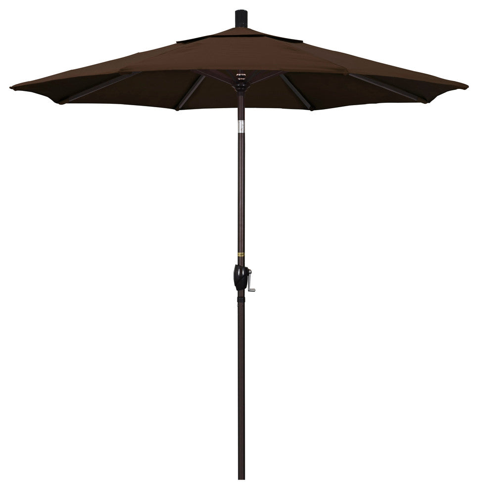 7.5' Bronze Push-Button Tilt Crank Aluminum Umbrella, Mocha Pacifica