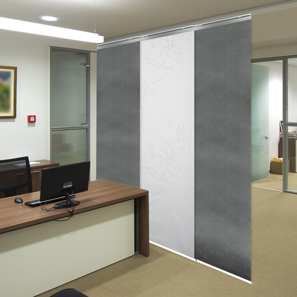 Flourishing White-Stormy 3-Panel Track Extendable Vertical Blinds 36-66"x94"