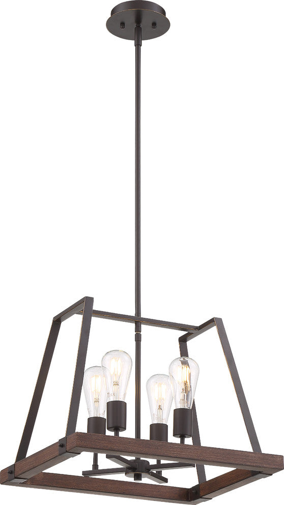 Nuvo Outrigger 4-Light Incandescent Mahogany Bronze Nutmeg Wood Pendants