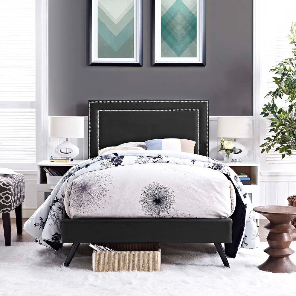 Virginia Twin Platform Bed with Round Splayed Legs