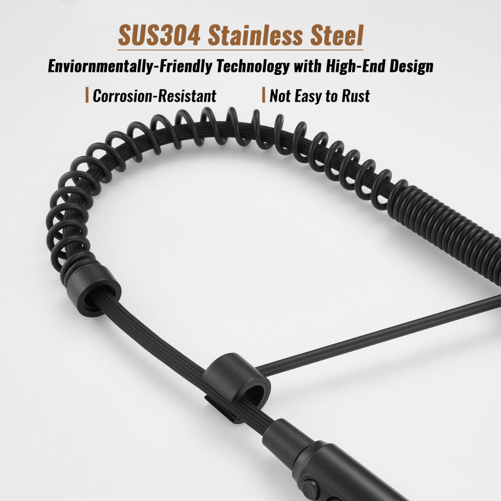 Kitchen Sink Faucet 1.8 GPM with Pull Down and 3 Models Sprayer Single Handle, Matte Black