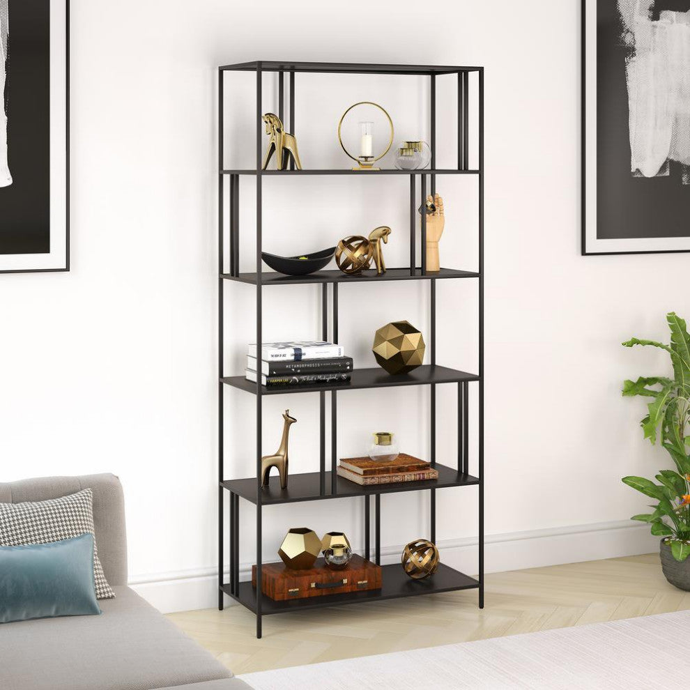 Cortland 34'' Wide Rectangular Bookcase in Blackened Bronze