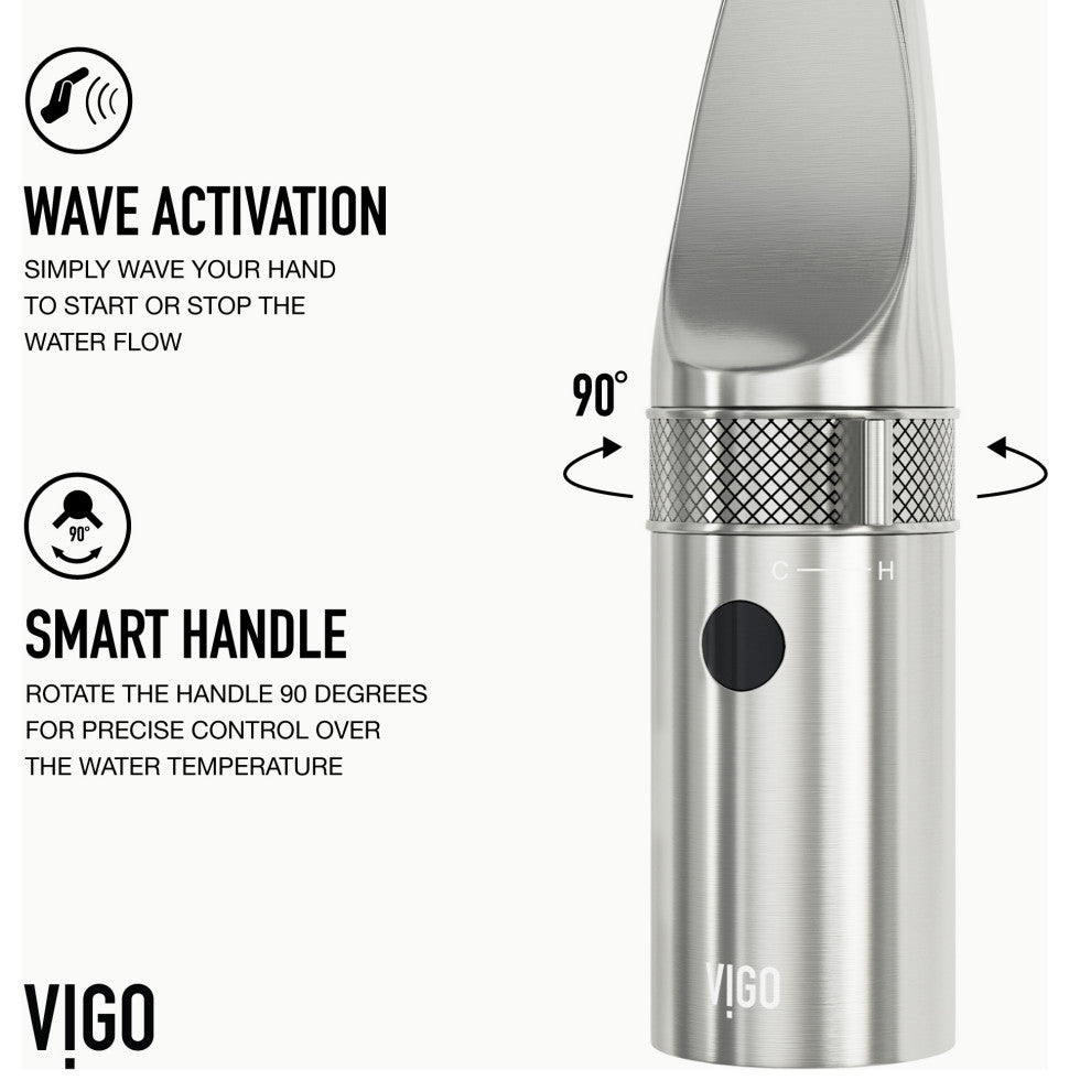 VIGO Jewel 15" H Touchless Pull-Out Sprayer Kitchen Faucet, Stainless Steel