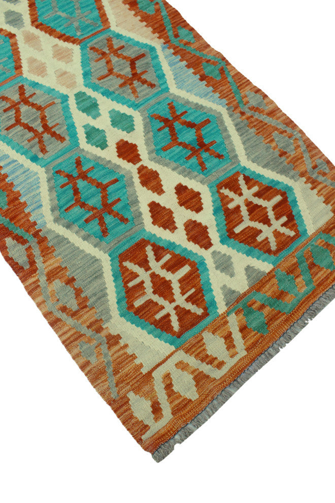 Sangat Kilim Ansley Rust/Green Runner, 2'9x8'9