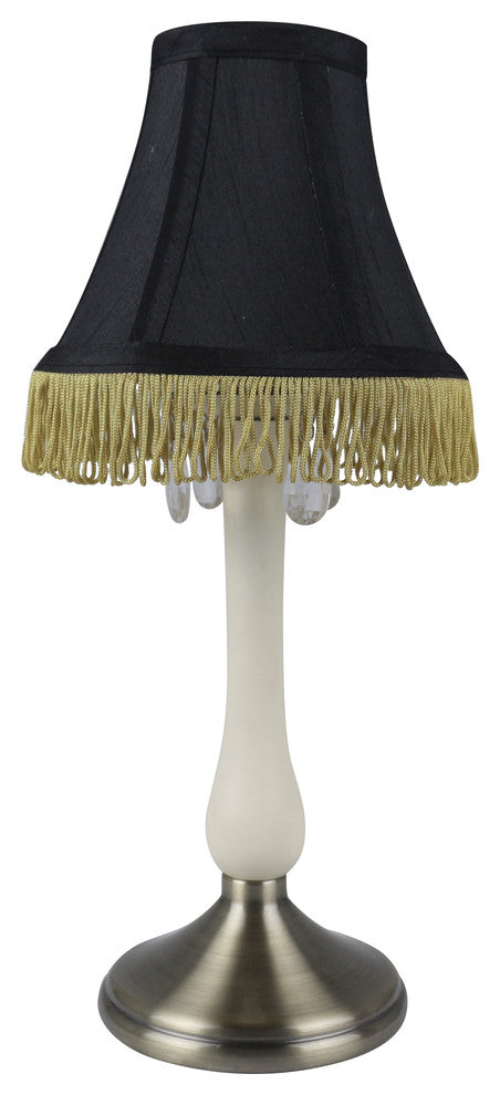 Perlina Accent Lamp, Antique Brass and Cream Base with Crystal Accent