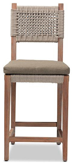Baxton Studio Heyna Mid-Century Transitional Grey Woven Rope Mahogany