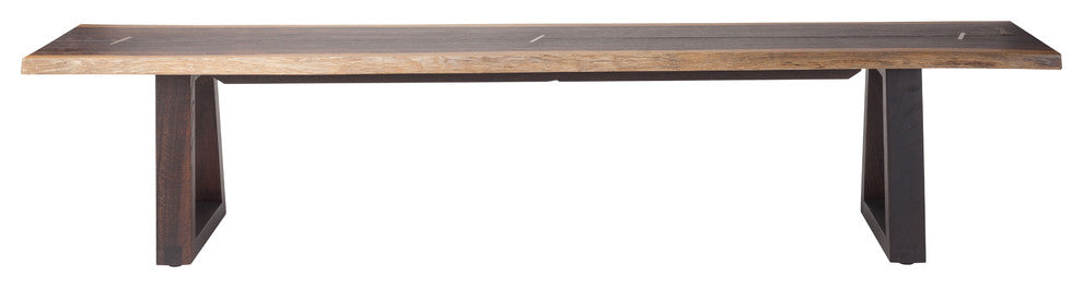 Napa Seared Oak and Brass Details Bench, 70"