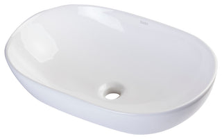 EAGO BA352 23'' White Oval Porcelain Bathroom Sink Basin without Overflow