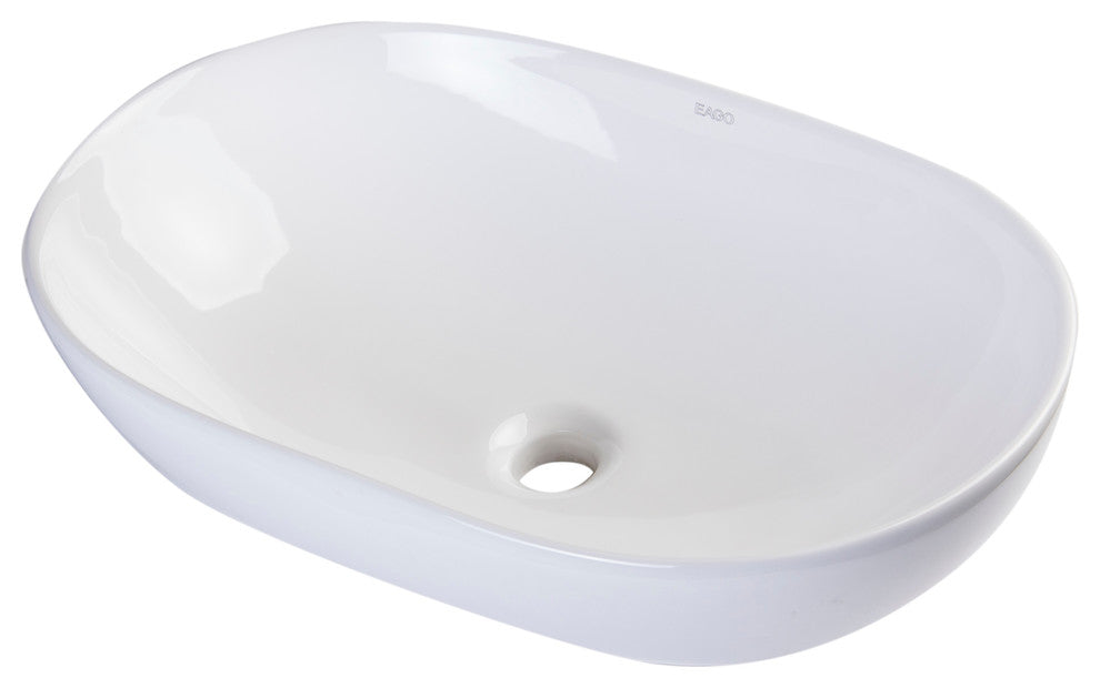 EAGO BA352 23'' White Oval Porcelain Bathroom Sink Basin without Overflow