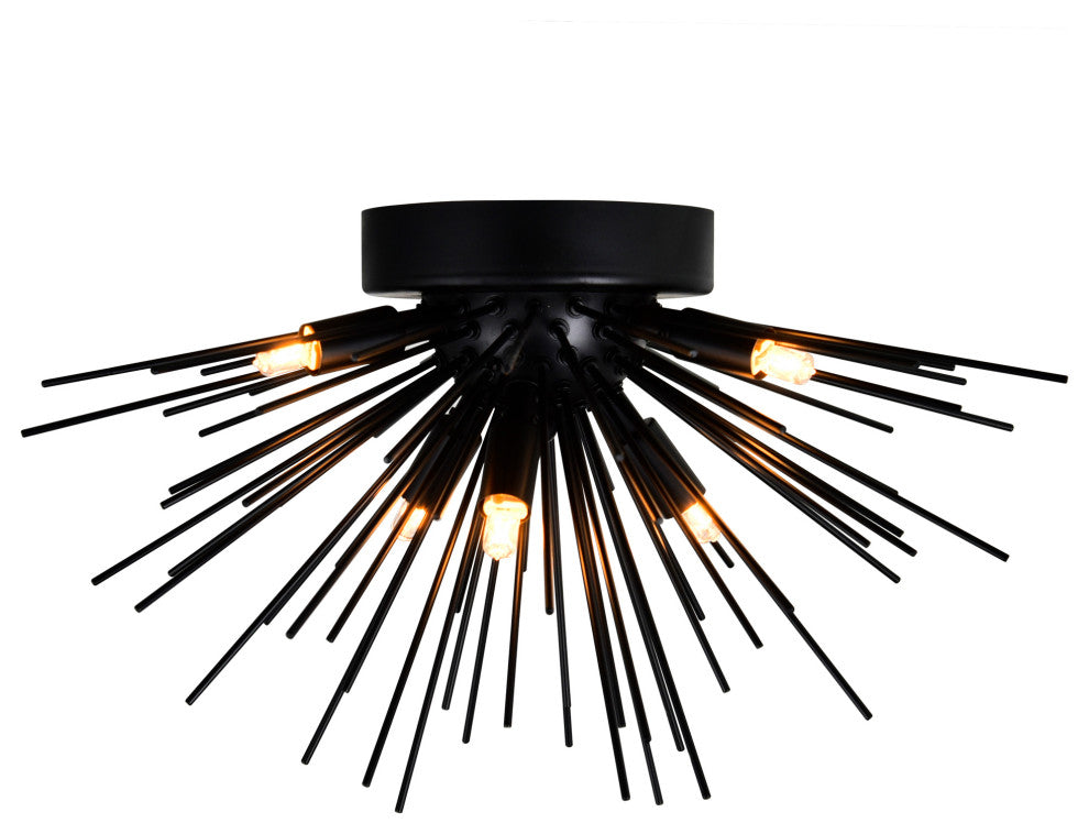 Savannah 6 Light Flush Mount With Black Finish