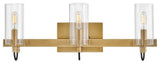 Hinkley Ryden Medium Three Light Vanity, Heritage Brass