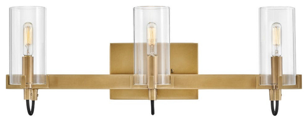 Hinkley Ryden Medium Three Light Vanity, Heritage Brass