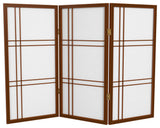 3' Tall Double Cross Shoji Screen, Walnut, 3 Panels