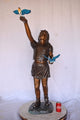 Girl, sandy, with two Blue birds Bronze Statue - Size: 25"L x 23"W x 41"H.