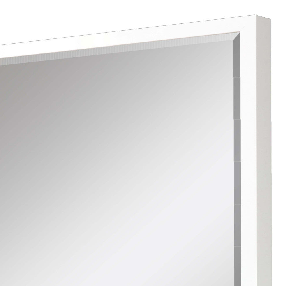 Framed Beveled Mirror, White, 38"x50"
