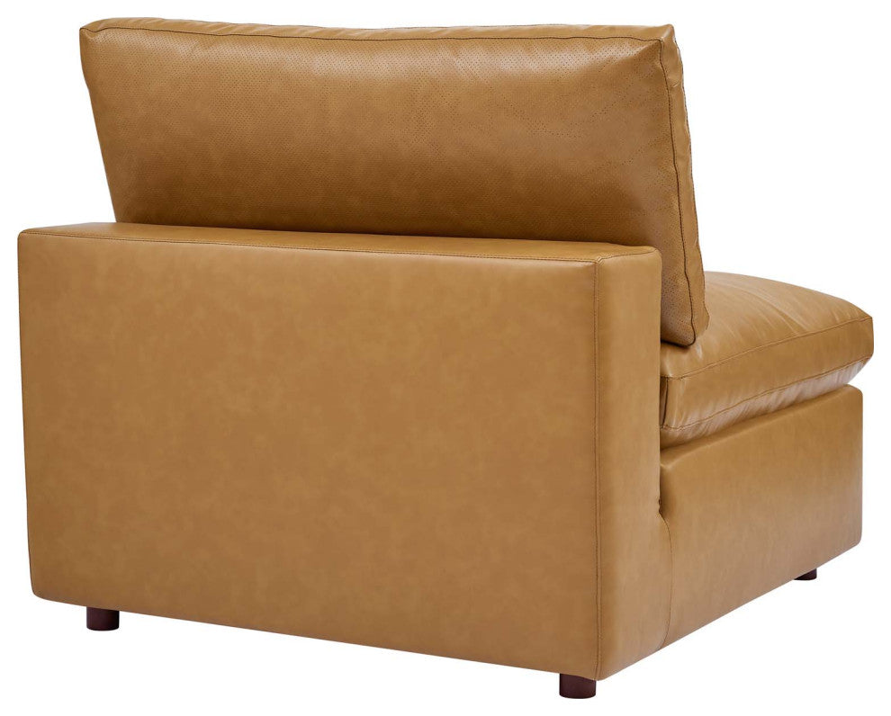 Commix Down Filled Overstuffed Vegan Leather 5-Piece Sectional Sofa - Tan
