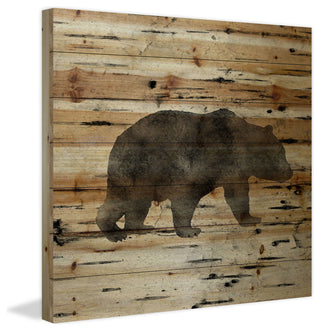 "Bear Birch Bark" Painting Print on Natural Pine Wood
