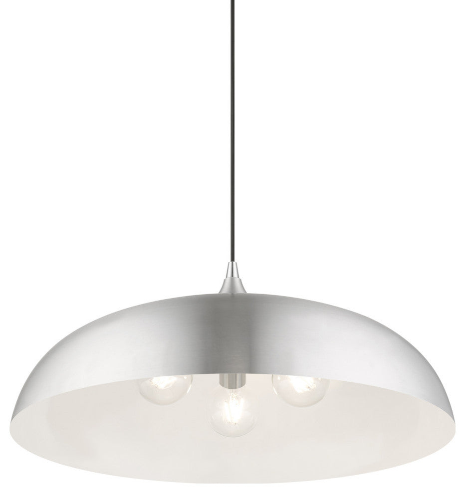 Amador 3 Light Brushed Aluminum With Polished Chrome Accents Large Pendant