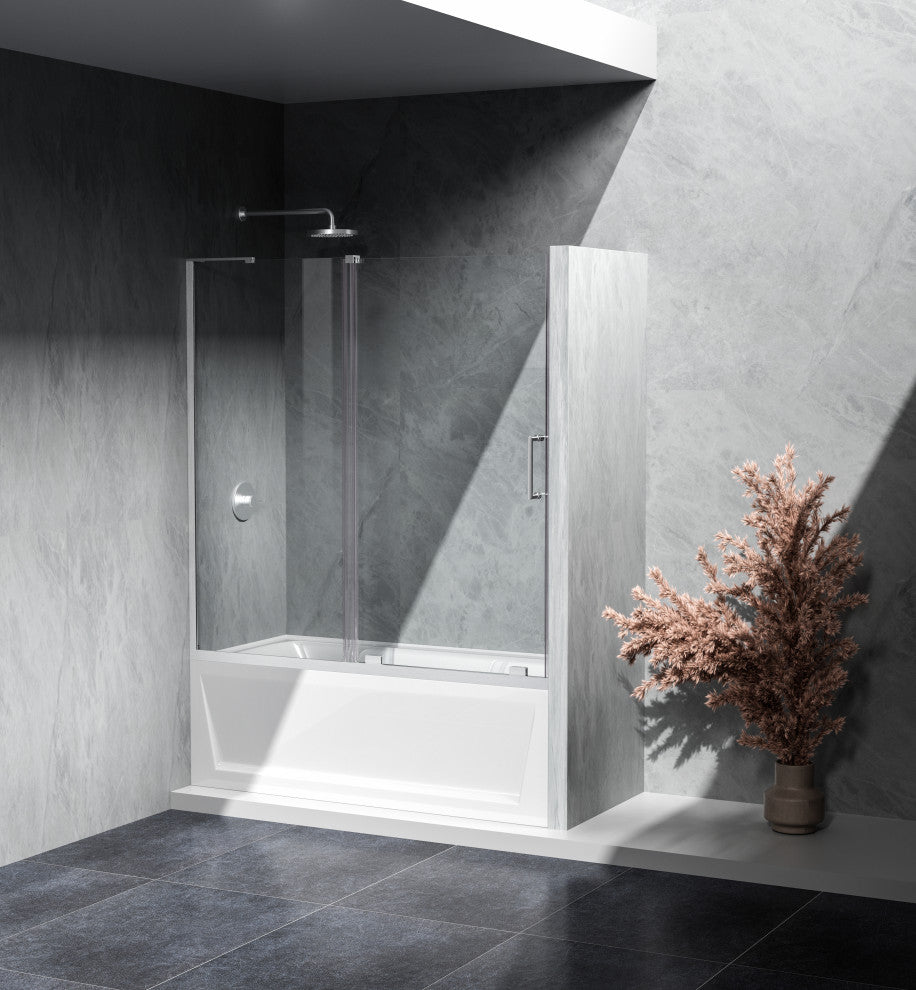 Home Living 60X60 Frameless Sliding Tub Door, Brushed Nickel